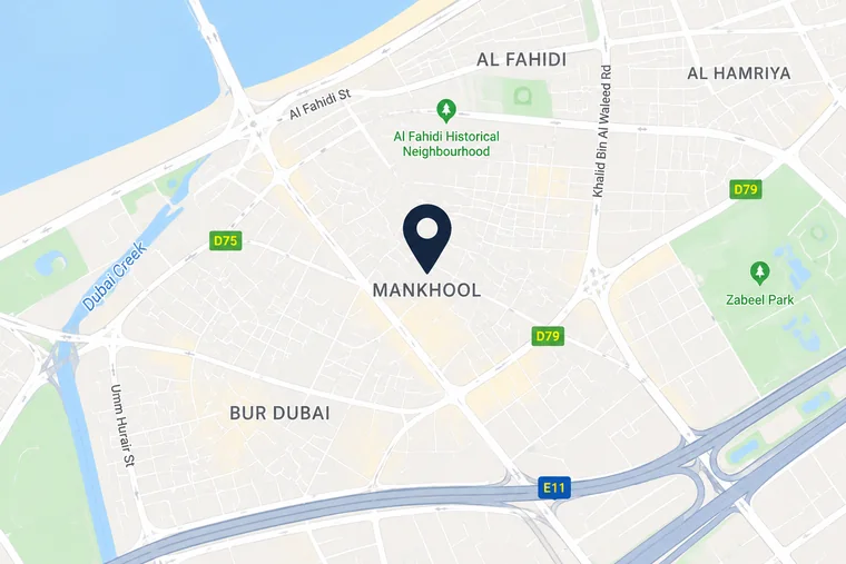 Map showing the Vansh Global LLC office in Mankhool, Bur Dubai